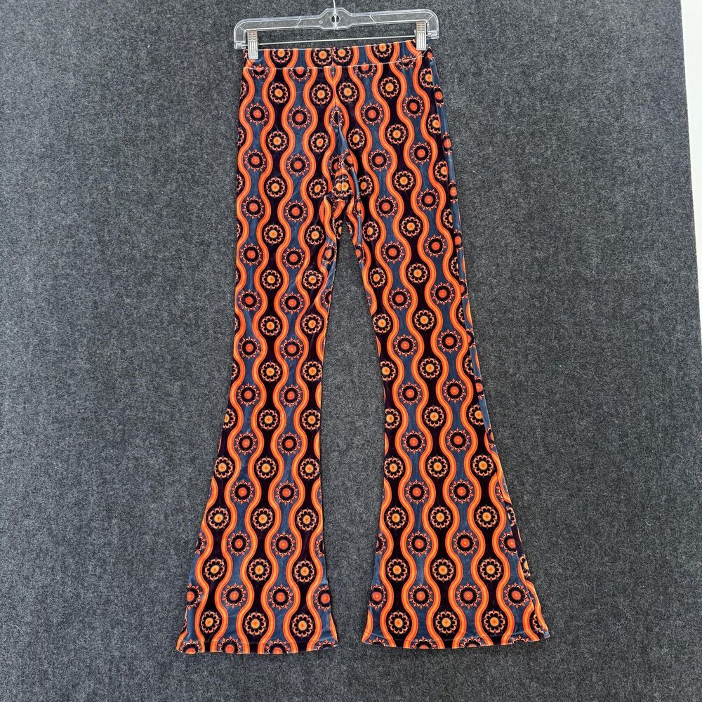 Free People Flare Street Barbara Hulanicki Pants Womens Small Orange Velvet - Picture 10 of 10